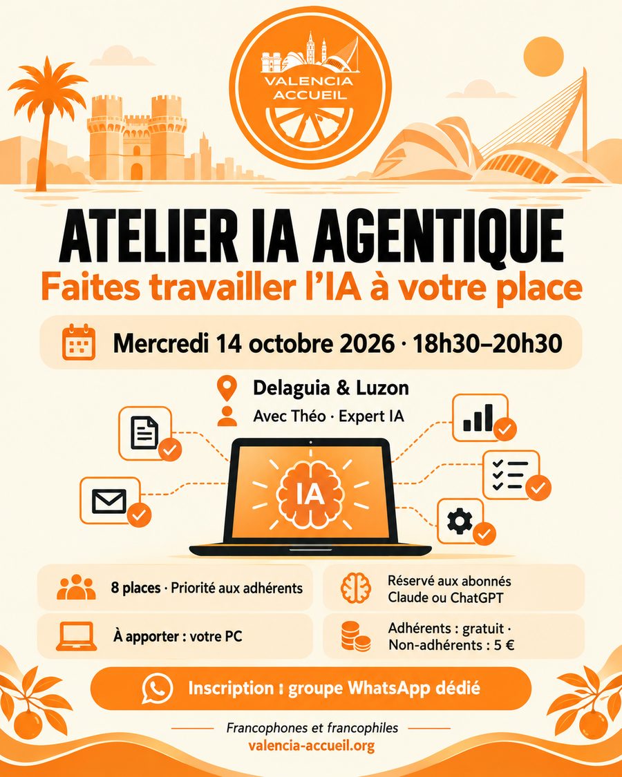 Affiche Atelier IA agentique, mercredi 14 octobre 2026