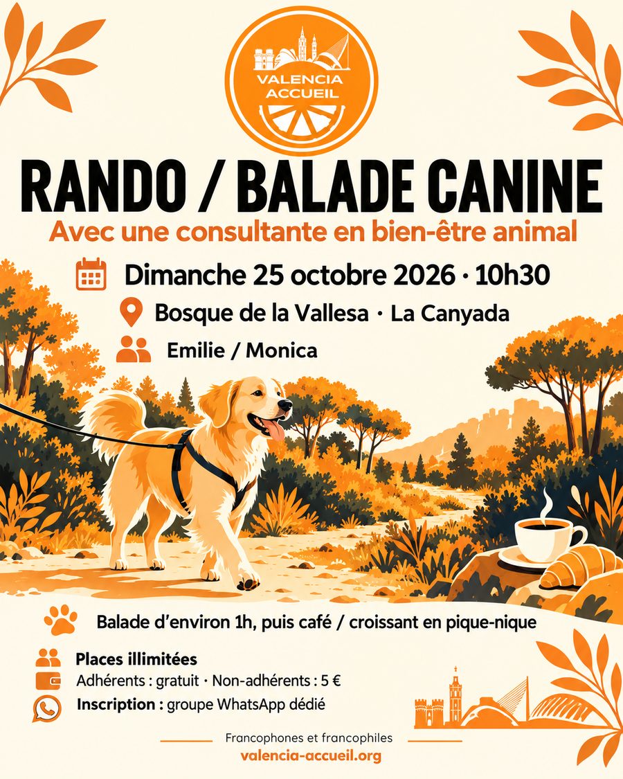 Affiche Rando balade canine au Bosque de la Vallesa, dimanche 25 octobre 2026